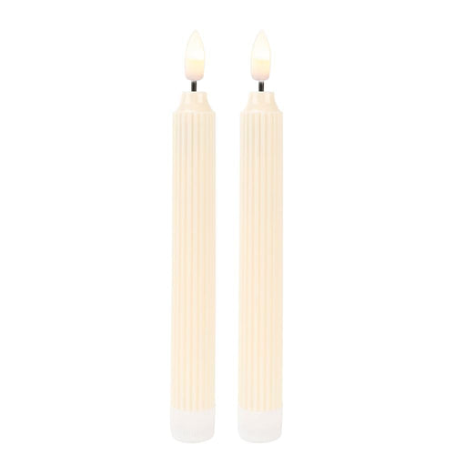 Ideen mit Herz LED-Stabkerzen | 2 Stück | künstliche Deko-Kerzen im Retro-Design | warmweiß | mit realistischem Flacker-Effekt und Timer-Funktion | batteriebetrieben (creme)