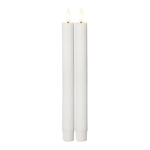 Star 2er Set LED Stabkerzen 25cm, Echtwachs, Flackerflamme & Timer