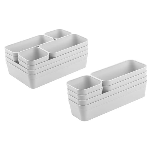 Gariella 1x Schubladen-Organizer Set Aufbewahrungs-Box Einteiler Trenn-System verstellbar Utensilien Stauraum Wohn-Badezimmer Kunststoff anthrazit
