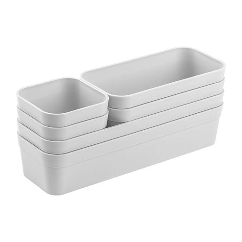 Gariella 1x Schubladen-Organizer Set Aufbewahrungs-Box Einteiler Trenn-System verstellbar Utensilien Stauraum Wohn-Badezimmer Kunststoff anthrazit