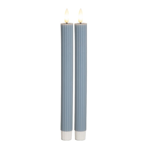 Star 2er Set LED Stabkerzen 25cm, Echtwachs, Flackerflamme & Timer
