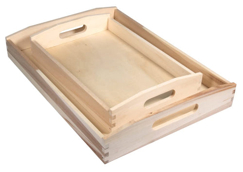 Rayher 62689000 Holz-Tablett zum Dekorieren, 45 x 13,5 cm, Randhöhe 2,3 cm, Bodenstärke ca. 2 - 3 mm, Holzschale rechteckig, Beige
