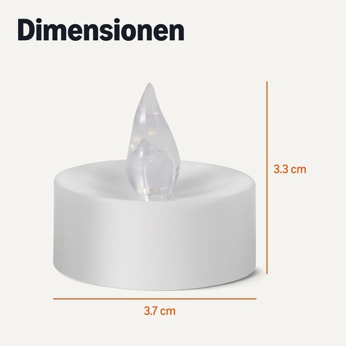 Amazon Basics LED Flammenlose Teelichter, Batteriebetriebene Kerzen, 24er-Pack, 3,65cm (Ø) x 3,34cm (H), Schwarz/Weiß