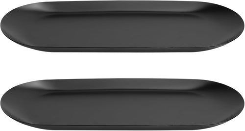 2 Stück Deko Tablett Schwarz, Dekotablett, Dekoschale Schmuckschale Schwarz, Servierteller, Bad Tisch Tablett Ablageschale Metall, als Obstschale, Dessertschale, Kerzentablett, Schlüsselablage