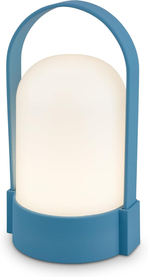 BRILONER - LED Tischlampe kabellos IP44 mit Touch, dimmbar in Stufen, USB-C, Akku tauschbar, Nachttischlampe, Leselampe, LED Lampe, Campinglampe, Tischleuchte, Akku Lampe, Outdoor, 9x8x15,5 cm, blau