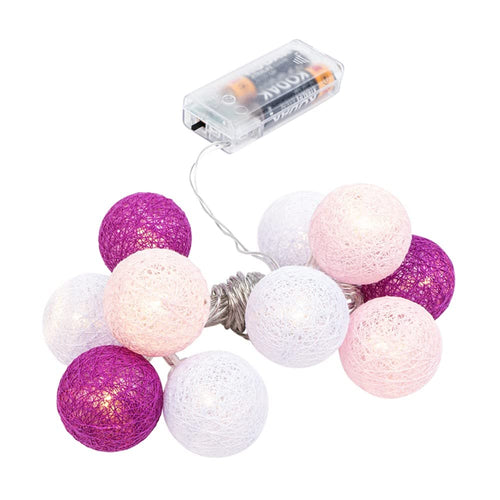 Ideen mit Herz Kugel-Lichterkette mit 10 LEDs | batteriebetrieben | 10 Baumwollkugeln in 3 Farben | Ø35 mm je Kugel | inkl. Timer (weiß, apricot, altrosa)