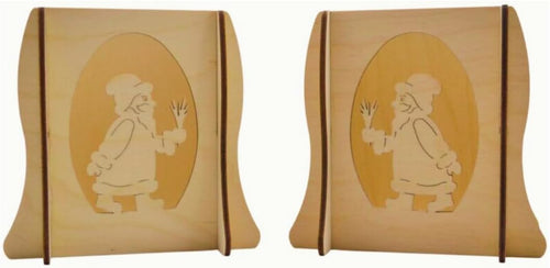 Lichterbogenerhöhung aus Holz 2er-Set – Motiv Weihnachtsmann