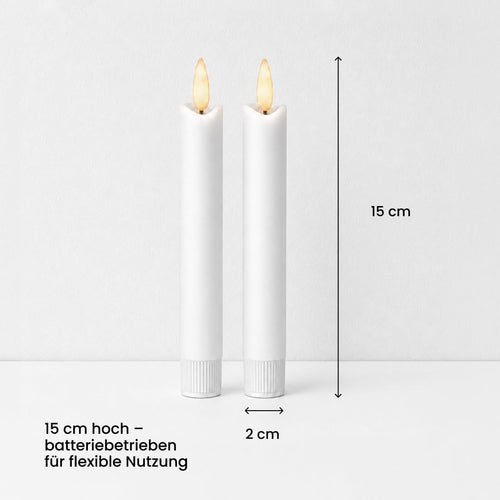 Star Trading LED Stabkerzen Echtwachs 2er Set – Flackernde LED Kerzen mit Timer 6/18h, warmweiß, 15x2 cm, Wohn Deko