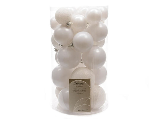 Kaemingk Weihnachtskugeln Kunststoff 4-6cm Mix 30er Set - bruchsichere Christbaumkugeln Weihnachtsbaumkugeln für Weihnachten - Christbaumschmuck & Weihnachtsbaumschmuck - Rosmarin