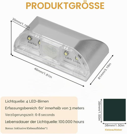 Keyhole Licht Lampe, IR Wireless Auto Sensor Bewegungsmelder Tür Schlüsselloch, 4 LED Birnen, Schlüsselloch-Lichtlampe, Tap Lights Nachtlicht-Wandlampe