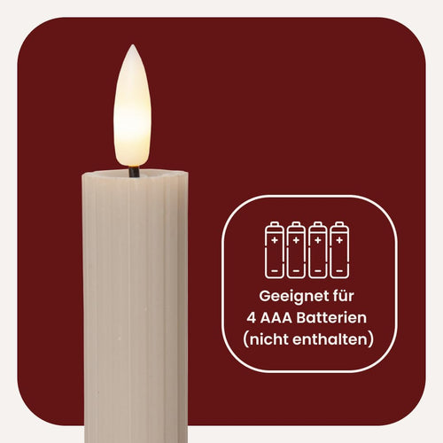 Star 2er Set LED Stabkerzen 25cm, Echtwachs, Flackerflamme & Timer