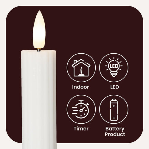 Star 2er Set LED Stabkerzen mit Timer - Echtwachs Kerzen - Warmweiß
