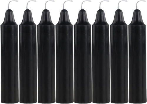 Rauchfreie Stabkerzen, 8 Stück, Schwarz, Wachskerzen für Haushalt und Beleuchtung, 2.1x11cm