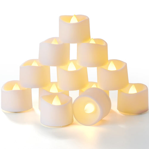 Homemory 12 led teelichter mit Timer, elektrische flackernde batteriebetriebene Kerzen, 6 Stunden an und 18 Stunden aus, 3.2x3.6 cm, Plastik