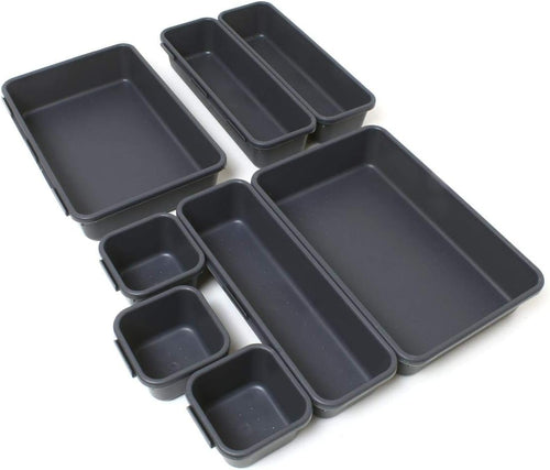 iGadgitz Home U7125 Plastik Schubladen Ordnungssystem, Schubladeneinsatz, Schubladen Organizer -Grau