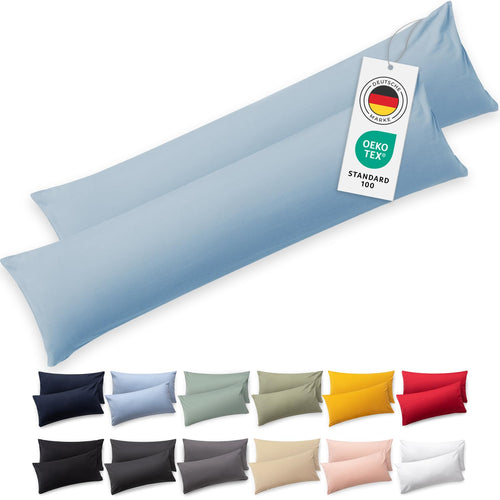 Blumtal Kissenbezug 40x40 cm (2er Set Kissenbezüge) - Hellgrün - 100% Baumwoll-Jersey, Oeko-Tex Zertifiziert, Kissenhülle 40x40 - Jersey Kopfkissenbezug für Kissen 40x40 cm mit Reißverschluss