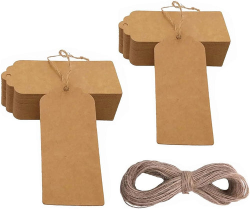 Geschenkanhänger Set, 100 Stück Kraftpapier Etiketten, Braun