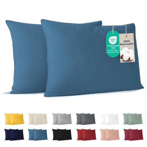 Dreamzie - Kissenbezug 40x40cm - 2er Set - 100% Baumwolle - Anthrazit