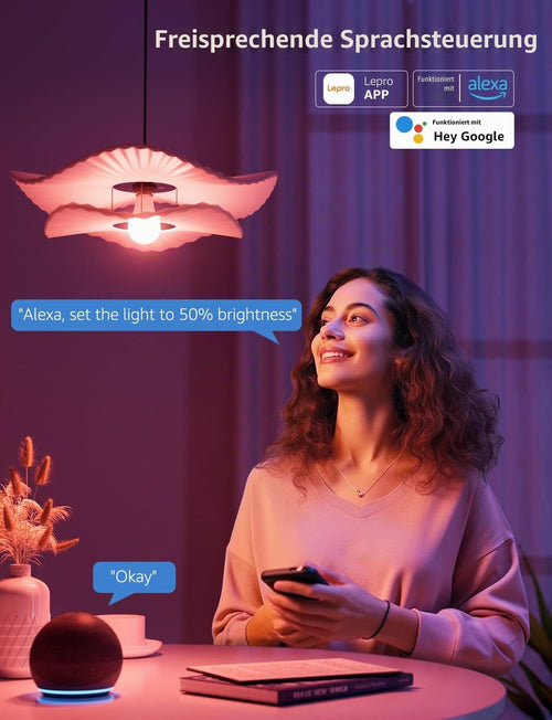 Lepro AI Smart Glühbirne B1, E27, 8,5W, 806lm, dimmbar, RGB+CCT