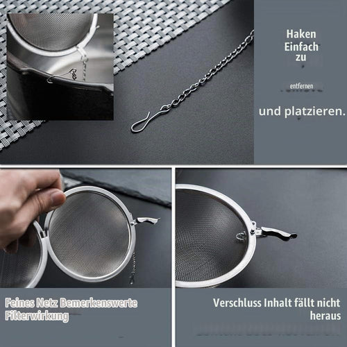 NC 2 Stück Teesieb 5.5 cm Teeei mit Kette 304 Edelstahl Teefilter für losen Tee und Mulling Gewürze