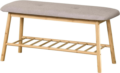 Floordirekt Schuhregal aus Bambus, schmales und platzsparendes Schuhregal, Schuhorganizer mit Sitzfläche (Montana)