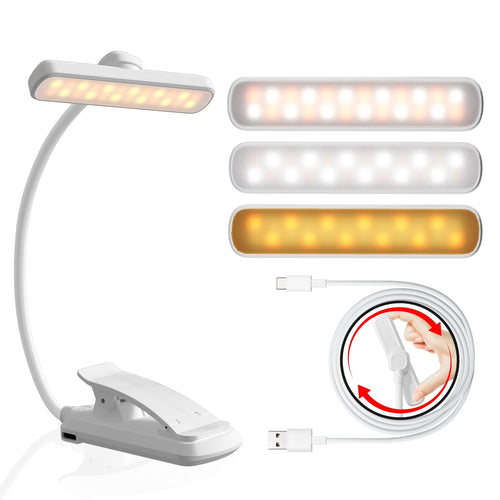 Leselampe Buch Klemme, USB Wiederaufladbare mit 24 LEDs, Schwarz