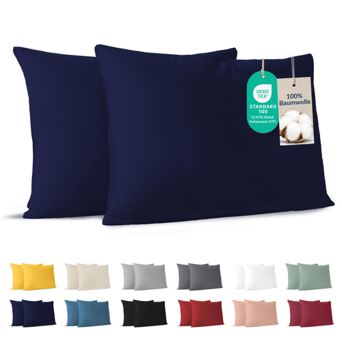 Dreamzie - Kissenbezug 40x40cm - 2er Set - 100% Baumwolle - Anthrazit
