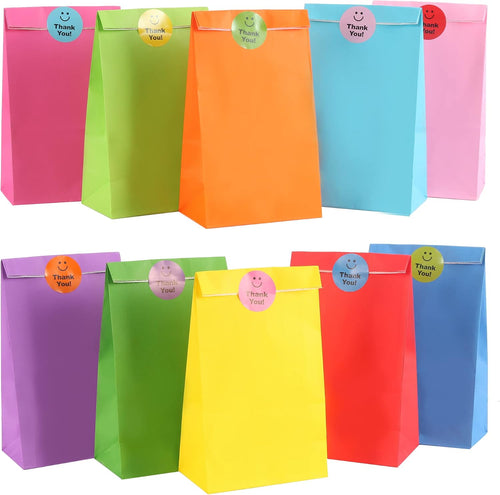 Papiertüten Bonbon Geschenktüten, 20 Stück Bunte Kraftpapier Goodies Geschenktüten mit 20 Stickern zum Verpacken von Geschenken, DIY, Hochzeit, Kindergeburtstag, Weihnachten Osterfeiern
