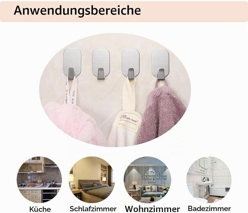 kleine Haken selbstklebend Edelstahl, starke Klebehaken für Wand