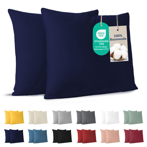 Dreamzie - Kissenbezug 40x40cm - 2er Set - 100% Baumwolle - Anthrazit