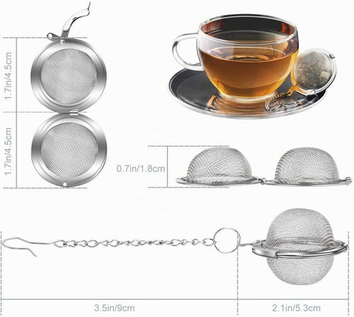 NC 2 Stück Teesieb 5.5 cm Teeei mit Kette 304 Edelstahl Teefilter für losen Tee und Mulling Gewürze