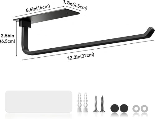 Schwarz KüChenrollenhalter Ohne Bohren Kuchenroller Halter,Selbstklebend Praktisch Rollenhalter Unter Schrank FüR KüChe Aufbewahrung & Organisation KüChenrollenhalter Wand