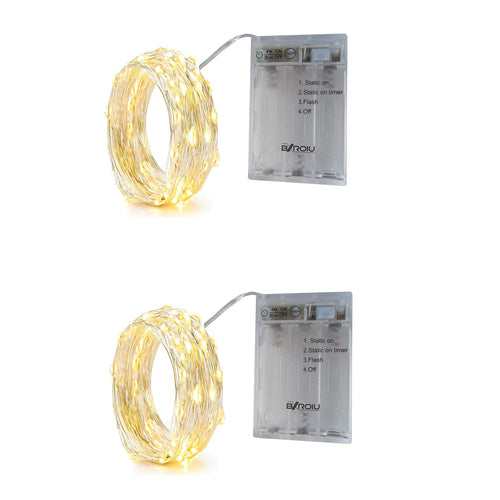 BXROIU 2X 50 LED Lichterkette Batteriebetrieben 5M Micro LED Warmweiß