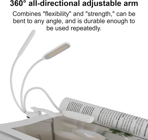 Leselampe Buch Klemme, USB Wiederaufladbare Buchlampe Klein, Weiß