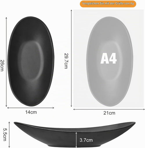 Schwarze Schmucktablett Schlüsselschale ,26.5x14cm,Kosmetiktablett Oval Schale Tablett für Flur schlüssel Schale im Eingangsbereich,dekoschalen,schmuckschale