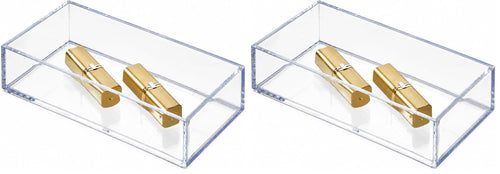 iDesign Schubladeneinsatz, kleiner Besteckkasten für Schubladen aus Kunststoff, stapelbarer Schubladentrenner für Besteck und andere Utensilien, durchsichtig, 10,2 cm x 20,3 cm
