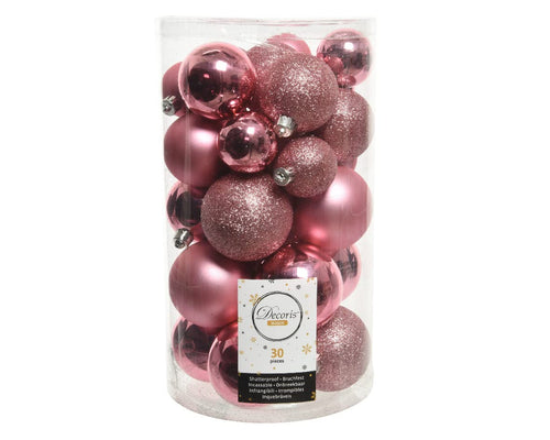 Kaemingk Weihnachtskugeln Kunststoff 4-6cm Mix 30er Set - bruchsichere Christbaumkugeln Weihnachtsbaumkugeln für Weihnachten - Christbaumschmuck & Weihnachtsbaumschmuck - Rosmarin