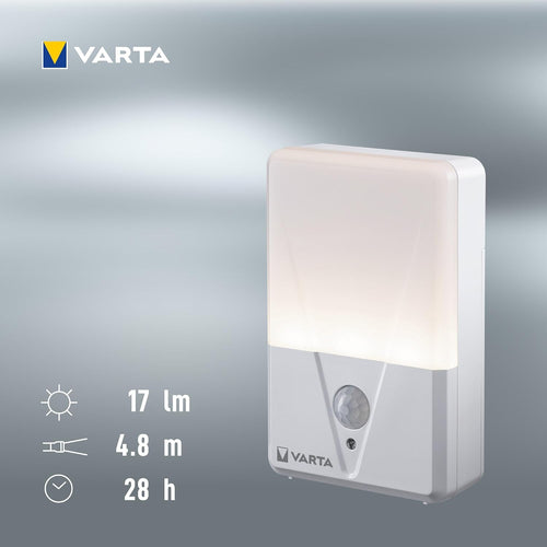 VARTA Nachtlicht mit Bewegungssensor LED inkl. 3x AAA Batterien, Motion Sensor Night Light, einfache Installation: Schraube, Magnet oder 3M-Klebeband, automatische Abschaltung