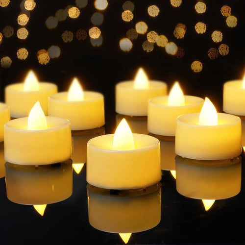 AMAGIC Flammenlose Led Teelicht batterie, 12er,warmweiß Licht, Wachshülle