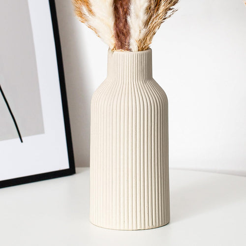 Vase für Pampasgras,20cm Keramik Vase Weiß Matt Rund Modern Design, Boho Style for deko Aesthetic, Blumenvase für Wohnzimmer, Schlafzimmer Dekoration, Einfach Nordic Stil(Weiß)