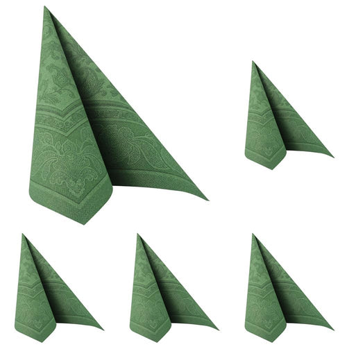 Papstar, 50 Servietten "ROYAL Collection" 1/4-Falz 40 cm x 40 cm dunkelgrün "Ornaments", #11666