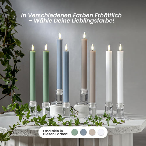 Star 2er Set LED Stabkerzen mit Timer - Echtwachs Kerzen - Warmweiß