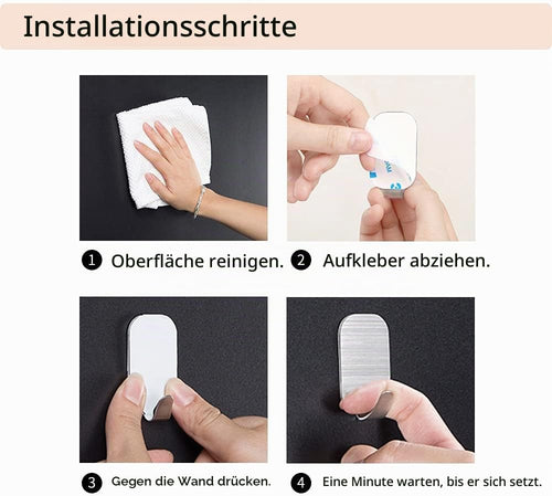 kleine Haken selbstklebend Edelstahl, starke Klebehaken für Wand