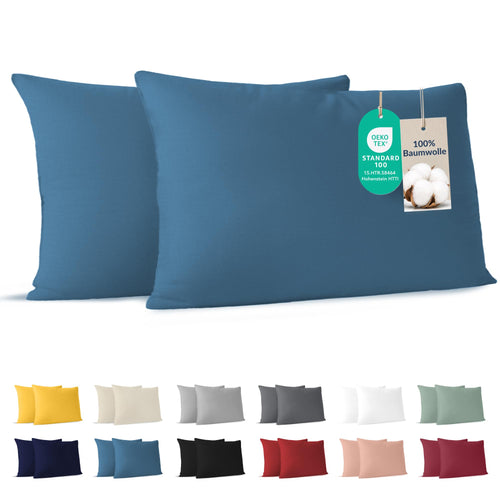 Dreamzie - Kissenbezug 40x40cm - 2er Set - 100% Baumwolle - Anthrazit