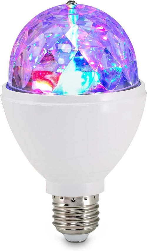 BRILONER - LED Discokugel E27 mit buntem RGB Licht, rotierendes Licht, Leuchtmittel, Discolicht Partylicht, Party Deko Geburtstag, Partybeleuchtung, Lampe, Glühbirne, LED Birne, 12,9x7,3 cm, Klar