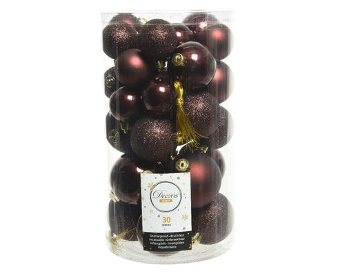 Kaemingk Weihnachtskugeln Kunststoff 4-6cm Mix 30er Set - bruchsichere Christbaumkugeln Weihnachtsbaumkugeln für Weihnachten - Christbaumschmuck & Weihnachtsbaumschmuck - Rosmarin