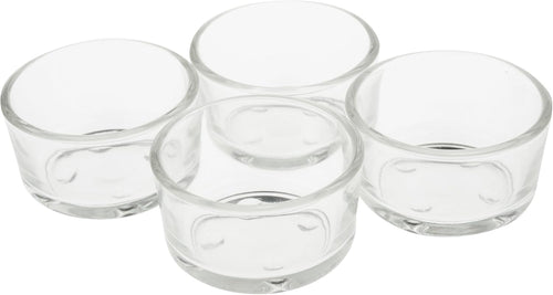 VBS 4er-Set Teelicht-Gläser klar Glas Weiß Teelichthalter Glasschälchen spülmaschinenfest