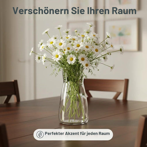 20CM Kleine Vasen Deko für Tischdeko, Mit Dichtstopfen für Küchencontainer, Modern Blumenvase Glas, Mini Vase Tulpen Setals Hochzeitsdekoration für Tische. (Clear, 19.8cm)