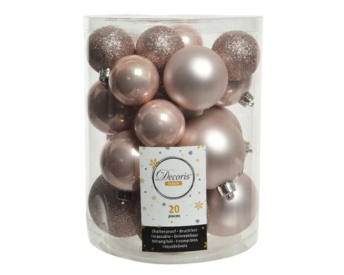 Kaemingk Weihnachtskugeln Kunststoff 4-6cm Mix 30er Set - bruchsichere Christbaumkugeln Weihnachtsbaumkugeln für Weihnachten - Christbaumschmuck & Weihnachtsbaumschmuck - Rosmarin