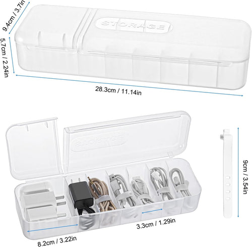 2 Stück Kabel Organizer - Kabel Organizer Box für Kabelaufbewahrung und Sortierung, Aufbewahrungsbox für Ladekabel, praktischer Kabelschutz und Kabelaufwicklung